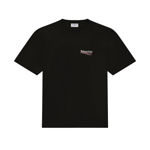 Balenciaga/巴黎世家 22年早春新款 POLITICAL CAMPAIGN系列 男士黑色純棉廓形寬松短袖T恤641675TKVJ11070