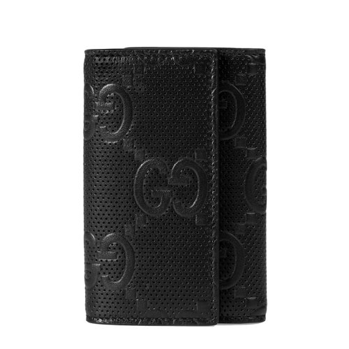 GUCCI/古馳  男士黑色GG印花壓紋皮革鑰匙包6255651W3AN1000