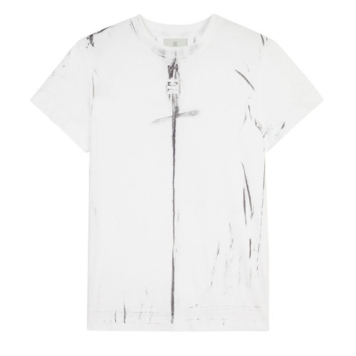 Givenchy/紀(jì)梵希女士白色棉質(zhì)視覺(jué)陷阱效果T恤BW707Z3Z5G-100