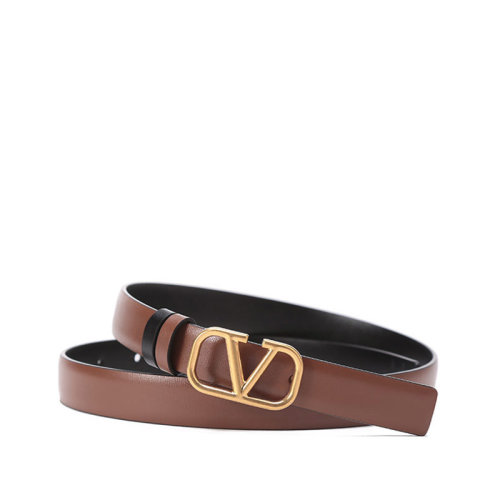 Valentino/華倫天奴 【22春夏新款】 女士皮革VLogo搭扣板扣式雙面皮帶腰帶2cm XW2T0S12ZFR