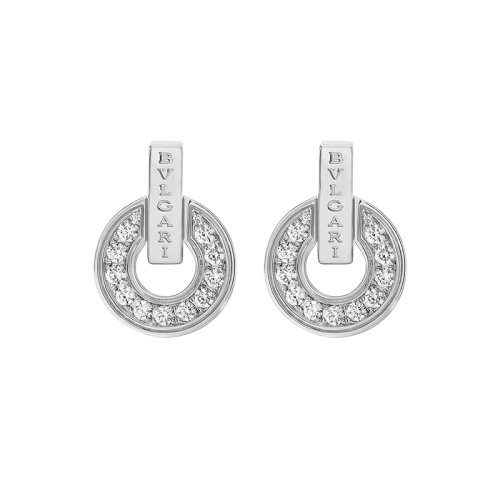 BVLGARI/寶格麗 BVLGARI BVLGARI系列 18克拉白金圓形鏤空密釘鉆石耳釘357940