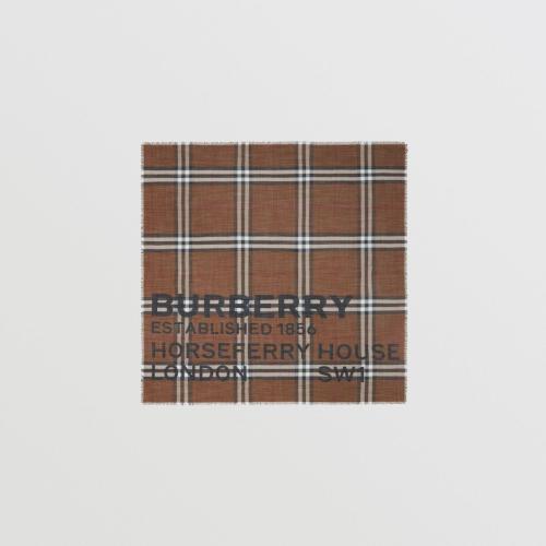  BURBERRY 22年秋冬 女士 Horseferry 印花格紋絲毛混紡大號方巾 80573851