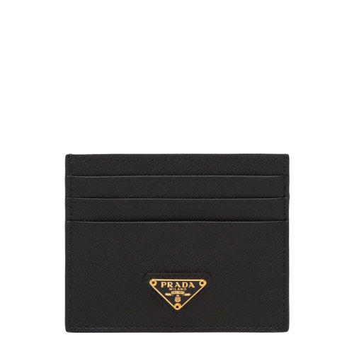 PRADA/普拉達 22年新款 女士黑色皮革三角金標片式卡包1MC025_QHH_F0002