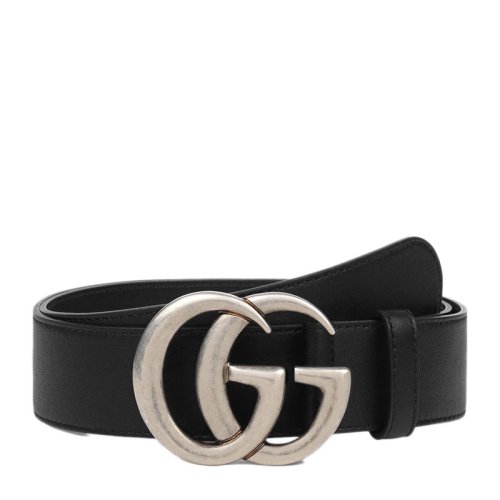 GUCCI/古馳 【易烊千璽同款】黑色牛皮男士腰帶 雙G古奇牛皮腰帶皮帶 397660-AP00N-1000