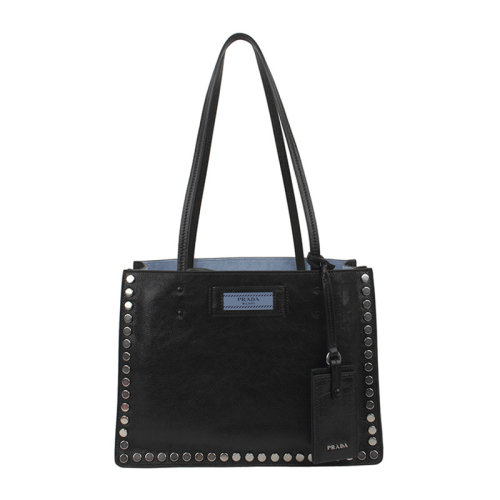 PRADA/普拉達(dá)  女包女士黑色皮革時尚百搭品牌字母單肩手提包  1BG121-OBOPEO-F0OK0