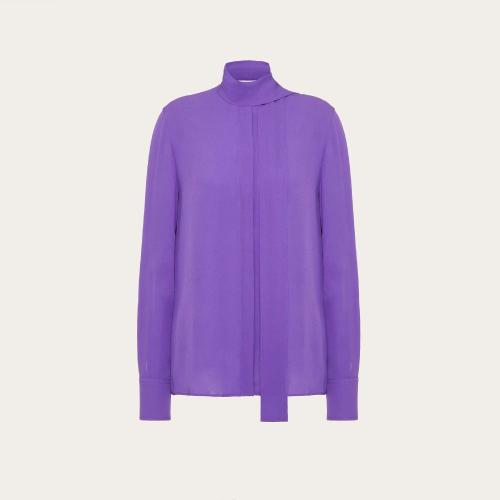  VALENTINO華倫天奴 22年秋冬 女士 長(zhǎng)袖襯衫 CHEMISIER EN GEORGETTE 1B3AB3Y31MH7D6