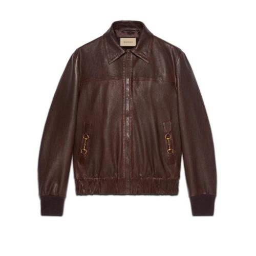 GUCCI古馳 22年秋冬 男士 皮革飛行員夾克 654913 XNAKP 2180