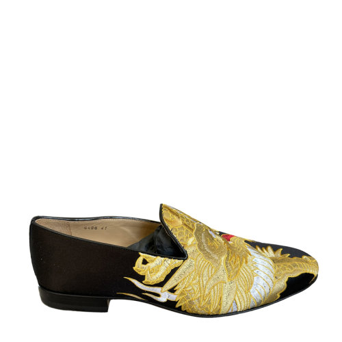 Versace范思哲   金龍刺繡緞面男士樂福鞋