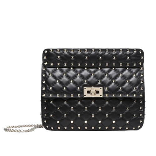  Valentino/華倫天奴 女士黑色牛皮單肩包 RW2B0122NAP 0NO