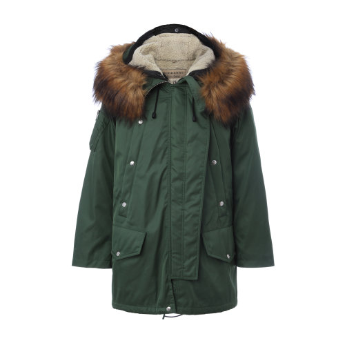 BURBERRY/博柏利綠色可拆卸內(nèi)里女士大衣