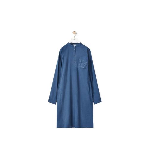  LOEWE羅意威 22年秋冬 女士 連衣裙 Anagram tunic dress in linen and cotton S359Y09X79-691
