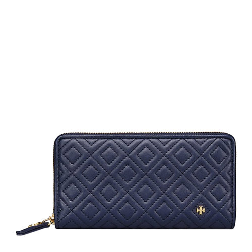 Tory Burch/湯麗柏琦Fleming系列  女士海軍藍(lán)色皮革長款錢包手拿包女包 46542-403