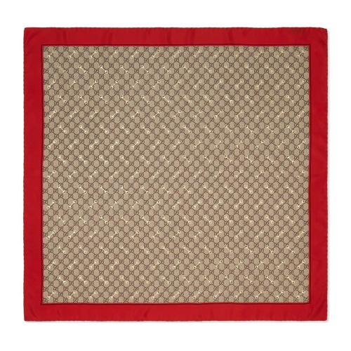  GUCCI古馳 22年秋冬 女士 GG馬銜扣印花真絲方巾 662576 3G001 6475