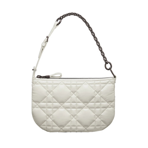 DIOR/迪奧 22新款 DIOR Caro系列 女士奶白色mini絎縫小牛皮釕飾面金屬鏈肩背手拿包S5139BNGX_M030