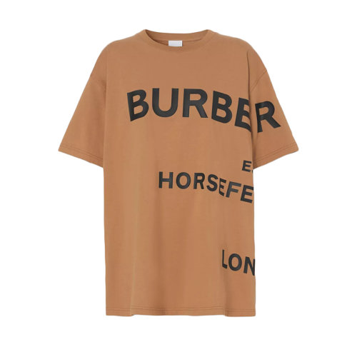 BURBERRY/博柏利 22年早春新款 女士駝色Horseferry印花純棉寬松T恤衫80489271
