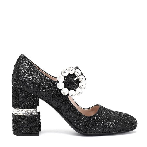 MIUMIU 純色 時(shí)尚 亮片元素 女士高跟鞋 5I166C 3KLN F0002