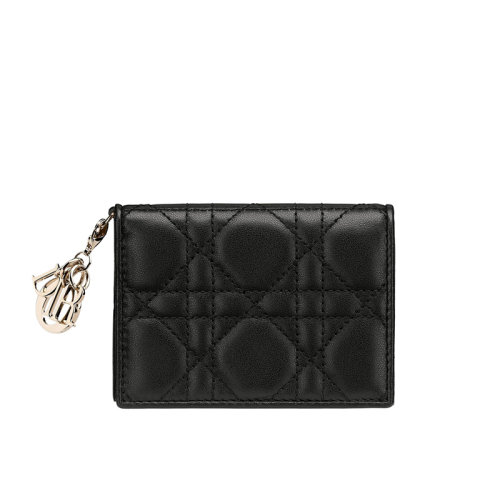 DIOR/迪奧 經(jīng)典款LADY DIOR藤格紋小羊皮翻蓋式卡包 S0011ONMJ_M900