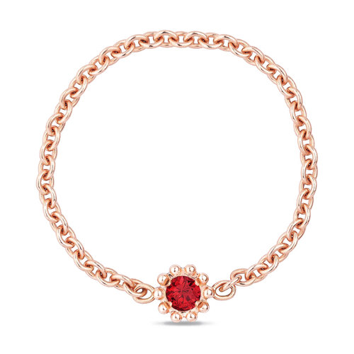 DIOR/迪奧 高級珠寶新款MIMIROSE系列 18K金鑲紅寶石鏈條戒指