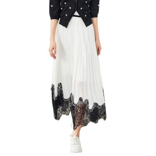 GeleiStory/GeleiStory 夏新新款仙女百褶裙歐美時尚女裝a字裙子長款拼接蕾絲半身裙女  女裝＞女士裙裝＞女士半身裙