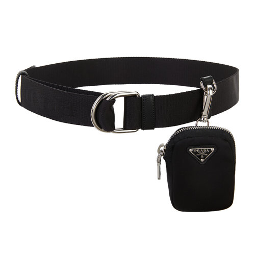 PRADA/普拉達(dá)  女士黑色織物時尚百搭品牌字母帶小包腰帶  1CN073-BV1-F0002