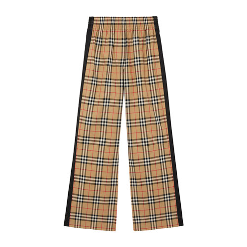 BURBERRY/博柏利 側(cè)邊條紋Vintage格紋彈力棉質(zhì)女士休閑褲 80405971