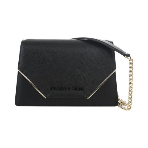  PRADA/普拉達(dá) 女士黑色皮革單肩包 1BH129 2EEP F0002 PLSX
