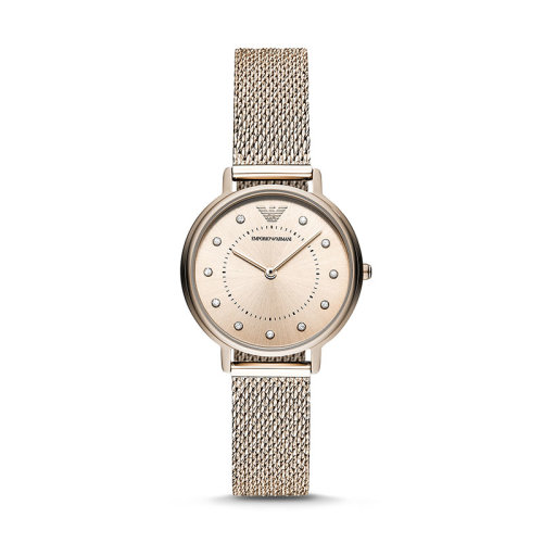 Emporio Armani/安普里奧阿瑪尼 阿瑪尼手表女士鑲鉆裝飾表盤編織鋼帶石英手表 AR11129