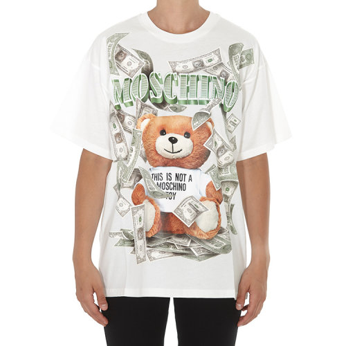 MOSCHINO/莫斯奇諾 女裝 女士白色小熊圖案時(shí)尚百搭圓領(lǐng)春夏短袖T 恤 DA070154401002