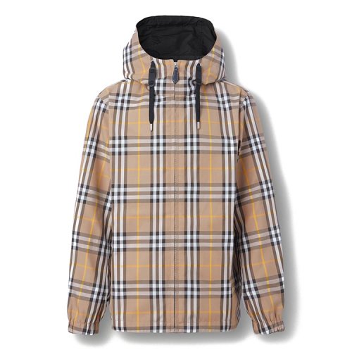 BURBERRY/博柏利 雙面兩穿格紋棉質(zhì)混紡連帽夾克 80544811