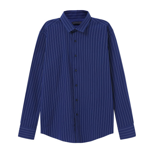 Trussardi/楚莎迪 深藍色條紋純棉翻領(lǐng)男士長袖襯衫 長襯 內(nèi)搭 上裝