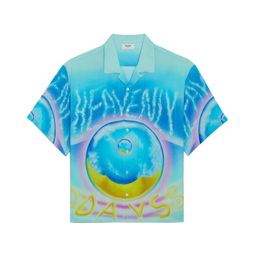 CELINE/賽琳 22年春夏新款 MARCELO LAVIN聯(lián)名系列 男士拼色粘膠纖維HEAVENLY DAYS印花夏威夷襯衫2C517357Q.14MC