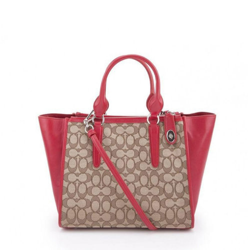 COACH/蔻馳  女包 蛇皮細(xì)節(jié) 女士拼色帆布配皮單肩手提包 33524_SVKHAKISVDQ4