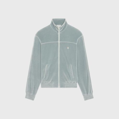  CELINE賽琳思琳 22年秋冬 男士 夾克 TRIOMPHE絲絨平紋針織運(yùn)動(dòng)夾克 2Y168679I.09GL