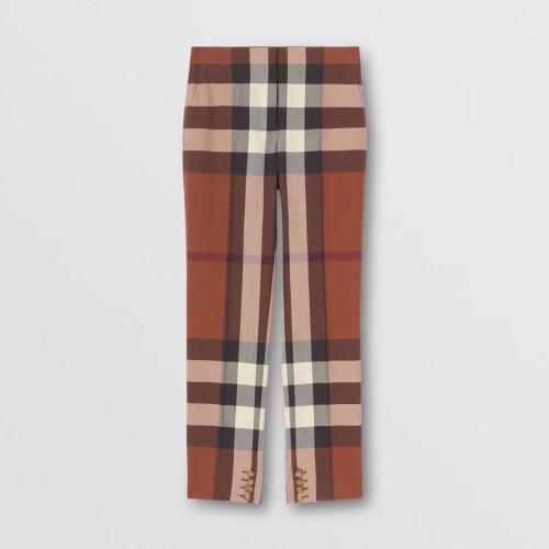  BURBERRY 22年秋冬 女士 大號格紋羊毛量裁長褲 80505561