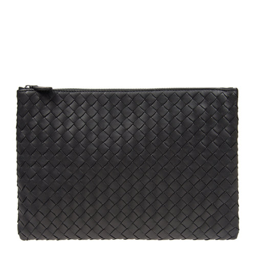 Bottega Veneta/葆蝶家 男士純色羊皮編織商務(wù)休閑手拿包