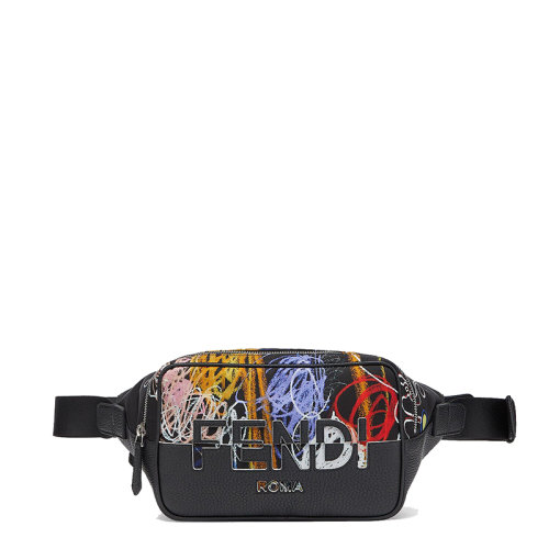 FENDI/芬迪 20  BANANE系列 男士彩色印花圖案尼龍皮革細(xì)節(jié)拉鏈腰包7VA526AH8TF09CX