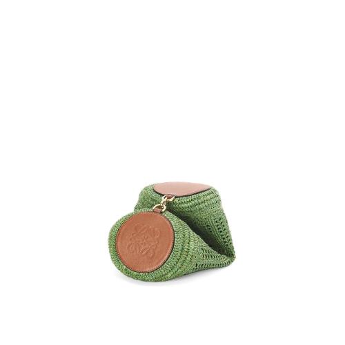  LOEWE羅意威 22年秋冬 女士 手拿包 Bracelet pouch in raffia and calfskin A912P84X09-4216