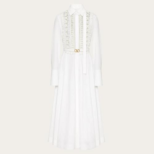  VALENTINO華倫天奴 22年秋冬 女士 連衣裙 ROBE MI-LONGUE BRODéE EN POPELINE DE COTON 1B3V