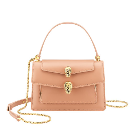 BVLGARI/寶格麗 ALEXANDER WANG X BVLGARI聯(lián)名 女士米色小號小牛皮翻蓋雙蛇頭扣單肩斜挎腰包291171