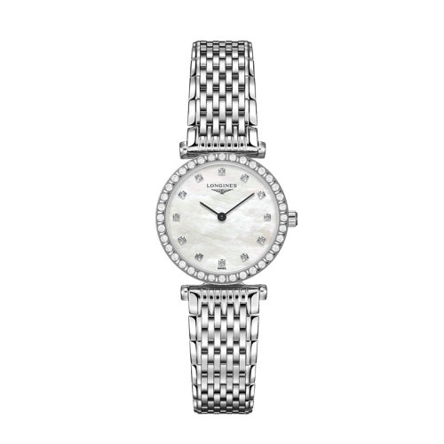 LONGINES/浪琴  嘉嵐系列新款白珍珠貝母鑲鉆表盤石英女士腕表24毫米L4.341.0.80.6