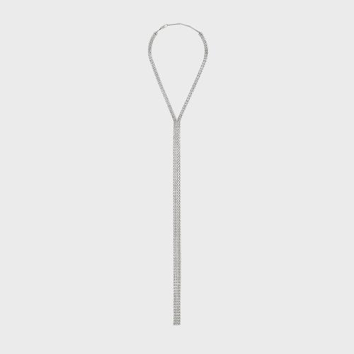  CELINE賽琳思琳 22年秋冬 男士 項鏈 BOY DOLL復(fù)古銠銀色飾面黃銅和水鉆領(lǐng)帶式項鏈 460DI6BRS.