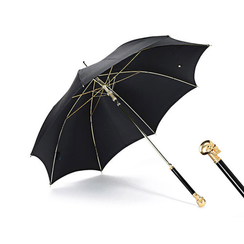 Alexander McQueen/亞歷山大麥昆  男女中性錦綸仿古骷髏頭手柄長(zhǎng)柄雨傘 559755 3A39Q