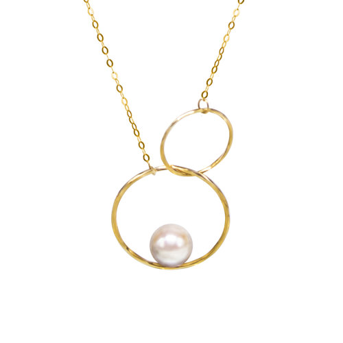 zhuella/珠艾樂(lè) 永恒無(wú)限系列 日本akoya海水珠18k金無(wú)限符號(hào)項(xiàng)鏈