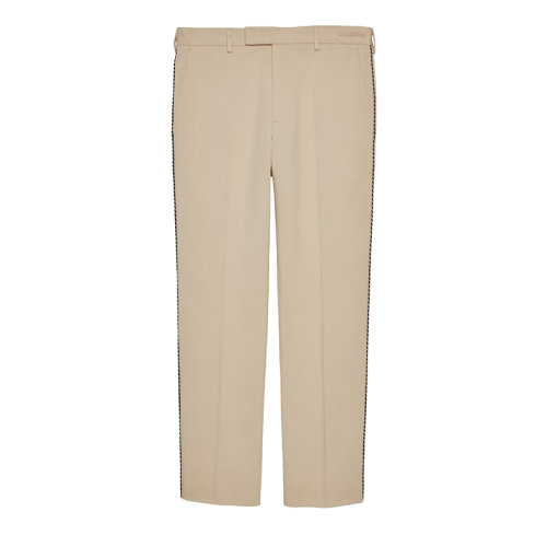 GUCCI/古馳 22年春夏新款 男士米色純棉飾刺繡細(xì)節(jié)長(zhǎng)褲692934ZABK21022