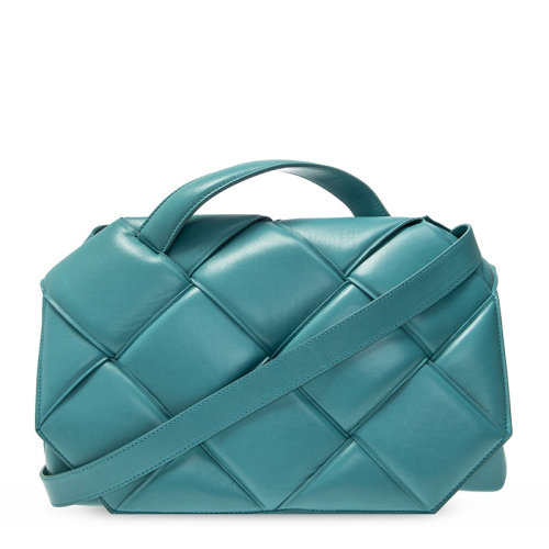 Bottega Veneta/葆蝶家 女士藍(lán)色羊皮單肩手提包