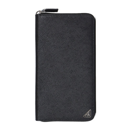 PRADA/普拉達(dá) 黑色牛皮壓紋錢包男士 2ML188-QHH-F0002