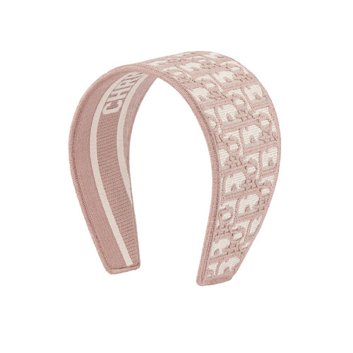 DIOR/迪奧 22年早春新款 D-OBLIQUE系列 女士玫瑰粉色純棉老花印花發(fā)帶發(fā)箍12DOB986X135_C422