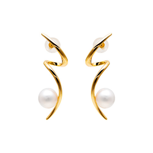 GeleiStory/GeleiStory女士淡水珍珠耳釘個性耳環(huán)簡約幾何耳飾925銀鍍金耳釘女士耳環(huán)