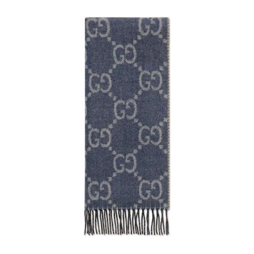  GUCCI古馳 22年秋冬 女士 GG提花流蘇針織圍巾 676610 3G200 4165