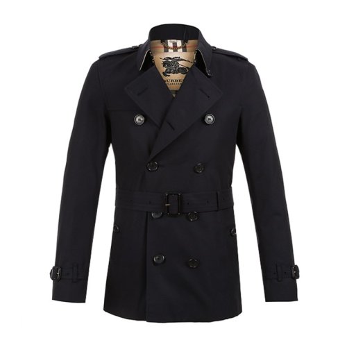 BURBERRY/博柏利 20春夏 男裝 服裝 桑德林漢姆版型 男士深藍(lán)色棉質(zhì)雙排扣短款風(fēng)衣外套 男士風(fēng)衣
